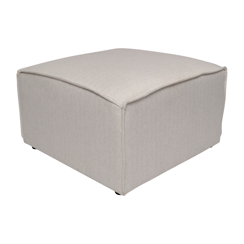 Pemberly Row Contemporary Modular Sectional Sofa Ottoman in Cream