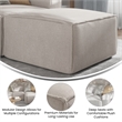 Pemberly Row Contemporary Modular Sectional Sofa Ottoman in Cream