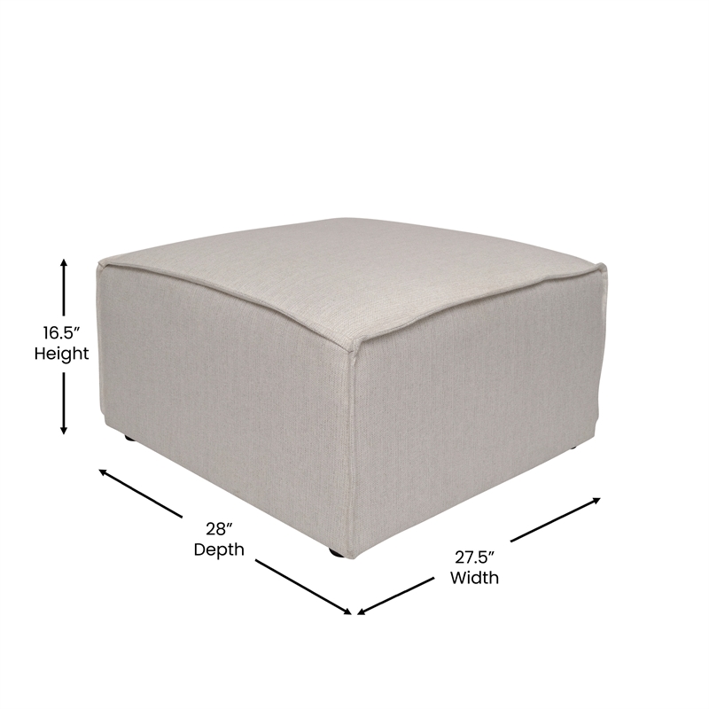 Pemberly Row Contemporary Modular Sectional Sofa Ottoman in Cream