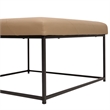Pemberly Row Square Tufted Ottoman with Black Metal Frame in Light Brown