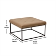 Pemberly Row Square Tufted Ottoman with Black Metal Frame in Light Brown