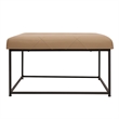Pemberly Row Square Tufted Ottoman with Black Metal Frame in Light Brown