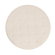 Pemberly Row Round Cotton Linen Tufted Ottoman with Black Metal Frame in Beige