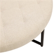Pemberly Row Round Cotton Linen Tufted Ottoman with Black Metal Frame in Beige