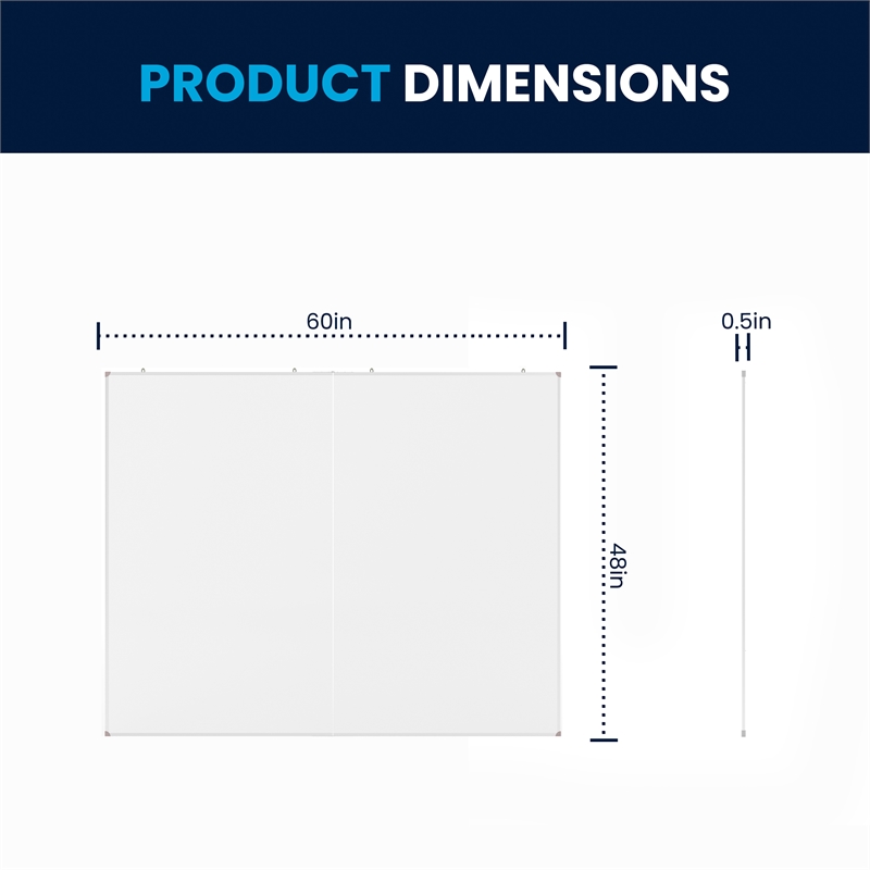 Pemberly Row 60x48 Aluminum Magnetic Dry Erase Board with Wall Mount Marker Tray