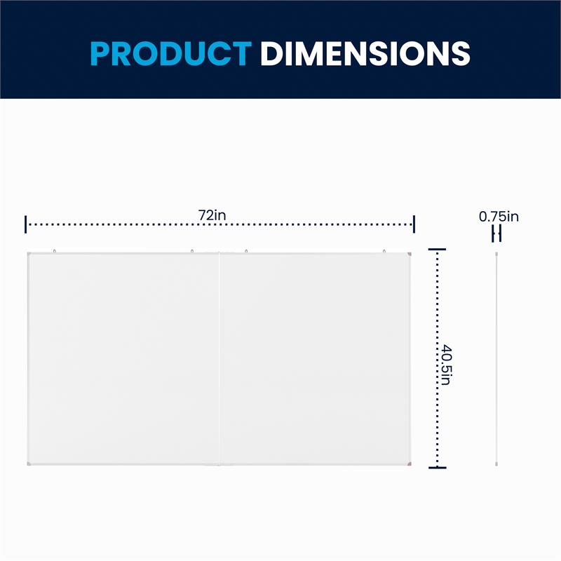 Pemberly Row 72x40 Aluminum Magnetic Dry Erase Board with Wall Mount Marker Tray