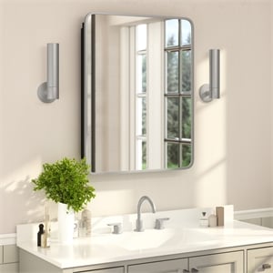 Pemberly Row 24x30 Recessed Bathroom Medicine Cabinet with Beveled Mirror