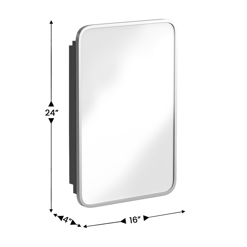 Pemberly Row 16x24 Recessed Bathroom Medicine Cabinet with Beveled Mirror