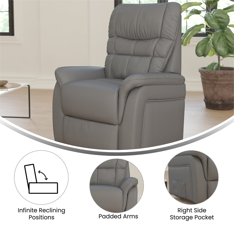 Pemberly Row Remote Powered Lift Recliner for Elderly in Gray