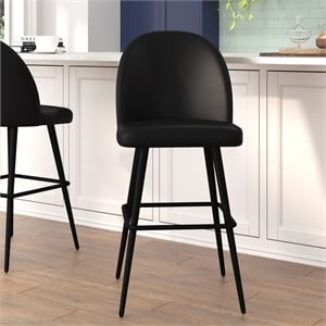 Pemberly Row 30&quot Armless Barstool with Contoured Back in Black