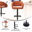 Pemberly Row Adjustable Height Barstool with Mid-Back & Black Base in Cognac