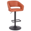 Pemberly Row Adjustable Height Barstool with Mid-Back & Black Base in Cognac