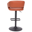 Pemberly Row Adjustable Height Barstool with Mid-Back & Black Base in Cognac