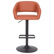 Pemberly Row Adjustable Height Barstool with Mid-Back & Black Base in Cognac