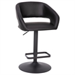 Pemberly Row Adjustable Height Barstool with Mid-Back & Black Base in Black