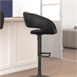 Pemberly Row Adjustable Height Barstool with Mid-Back & Black Base in Black