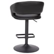 Pemberly Row Adjustable Height Barstool with Mid-Back & Black Base in Black