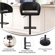 Pemberly Row Adjustable Height Barstool with Mid-Back & Black Base in Black