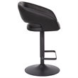 Pemberly Row Adjustable Height Barstool with Mid-Back & Black Base in Black