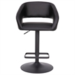 Pemberly Row Adjustable Height Barstool with Mid-Back & Black Base in Black