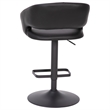 Pemberly Row Adjustable Height Barstool with Mid-Back & Black Base in Black