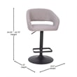 Pemberly Row Adjustable Height Barstool with Mid-Back & Black Base in Gray