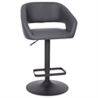 Pemberly Row Adjustable Height Barstool with Mid-Back & Black Base in Gray