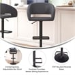 Pemberly Row Adjustable Height Barstool with Mid-Back & Black Base in Gray