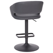 Pemberly Row Adjustable Height Barstool with Mid-Back & Black Base in Gray