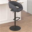 Pemberly Row Adjustable Height Barstool with Mid-Back & Black Base in Gray