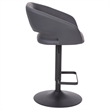 Pemberly Row Adjustable Height Barstool with Mid-Back & Black Base in Gray