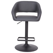 Pemberly Row Adjustable Height Barstool with Mid-Back & Black Base in Gray