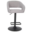 Pemberly Row Adjustable Height Barstool with Mid-Back & Black Base in Gray