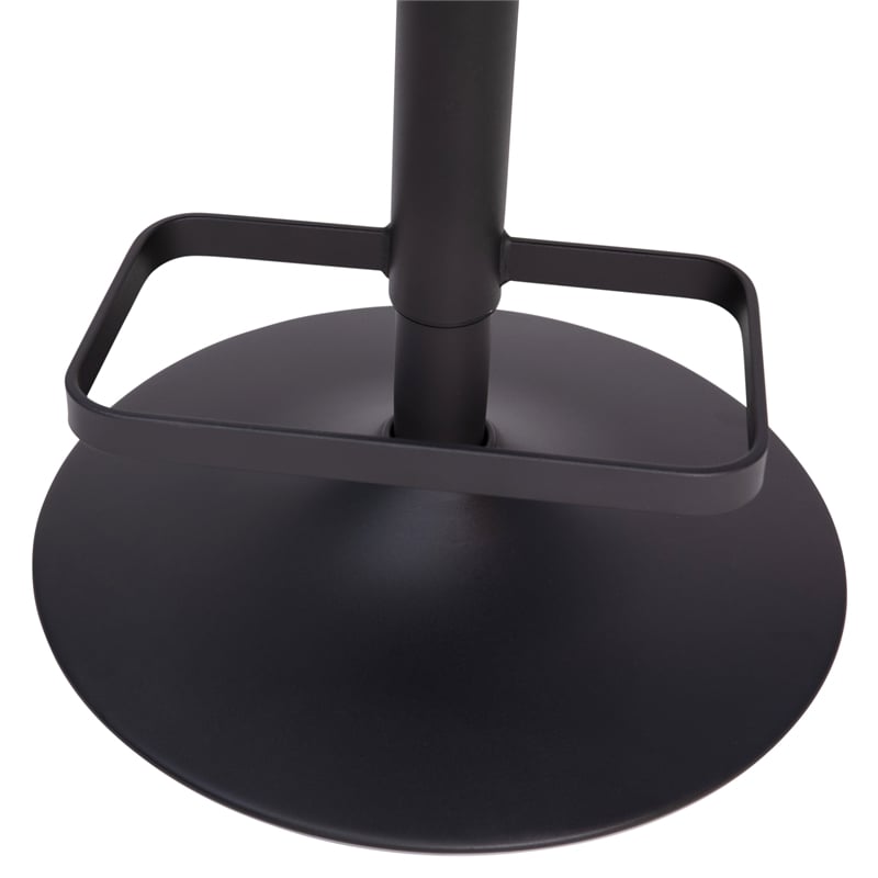 Pemberly Row Adjustable Height Barstool with Mid-Back & Black Base in Gray