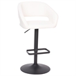 Pemberly Row Adjustable Height Barstool with Mid-Back & Black Base in White