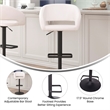 Pemberly Row Adjustable Height Barstool with Mid-Back & Black Base in White