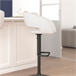 Pemberly Row Adjustable Height Barstool with Mid-Back & Black Base in White