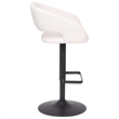 Pemberly Row Adjustable Height Barstool with Mid-Back & Black Base in White