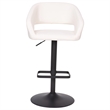 Pemberly Row Adjustable Height Barstool with Mid-Back & Black Base in White