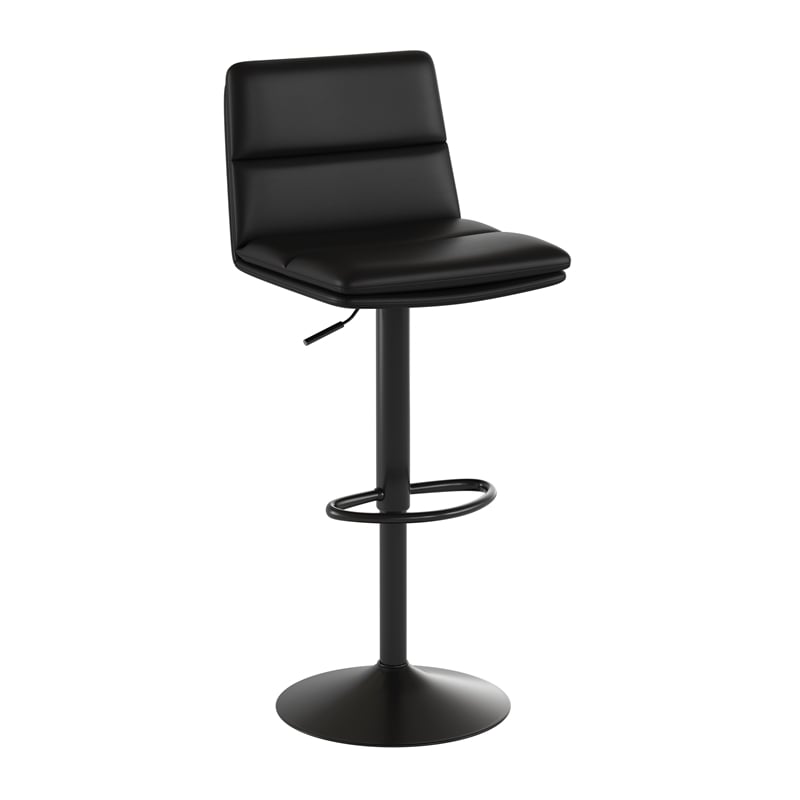 Pemberly Row Set of 2 Armless Adjustable Height Barstools in Black
