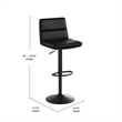 Pemberly Row Set of 2 Armless Adjustable Height Barstools in Black