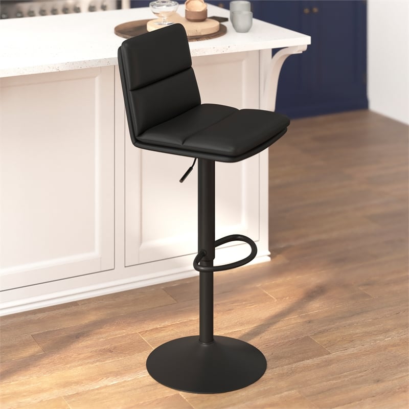 Pemberly Row Set of 2 Armless Adjustable Height Barstools in Black