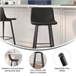 Pemberly Row Set of 2 Indoor Armless Iron Barstools in Black