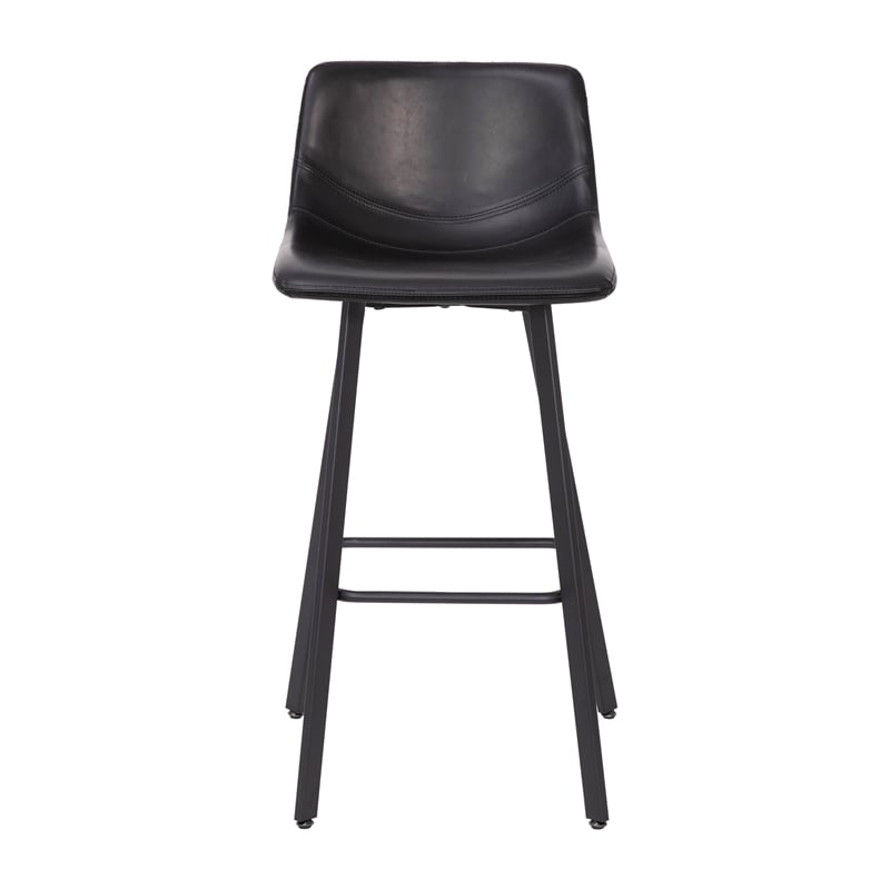 Pemberly Row Set of 2 Indoor Armless Iron Barstools in Black