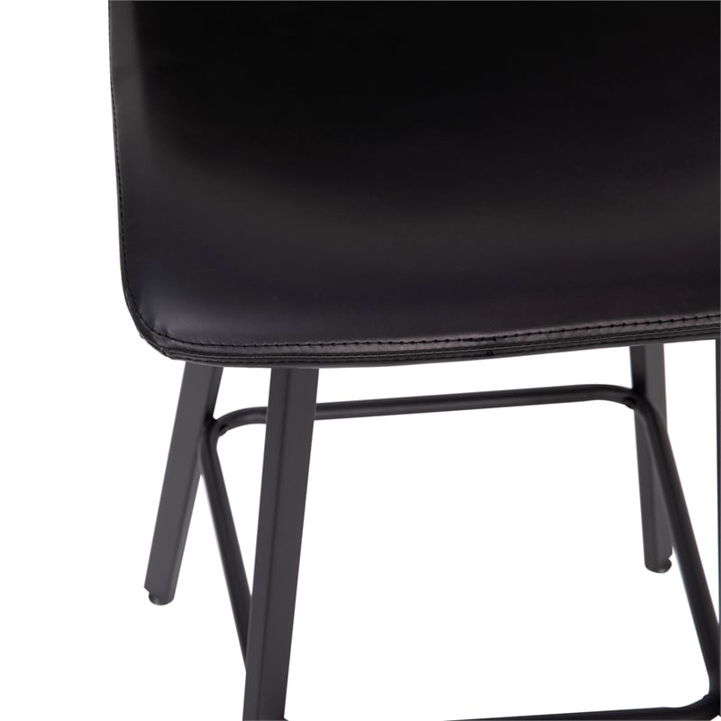 Pemberly Row Set of 2 Indoor Armless Iron Barstools in Black