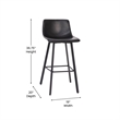 Pemberly Row Set of 2 Indoor Armless Iron Barstools in Black