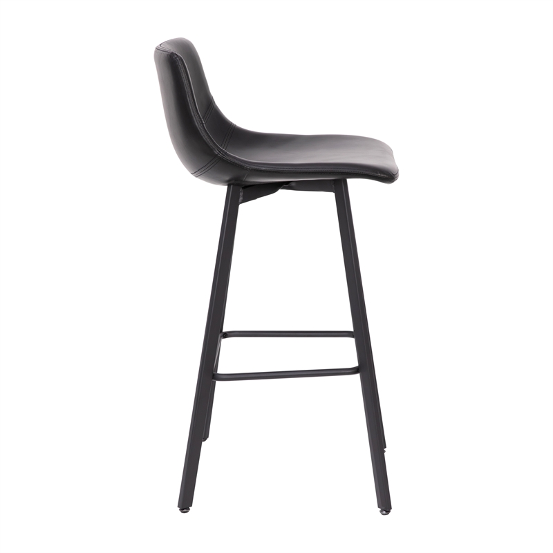 Pemberly Row Set of 2 Indoor Armless Iron Barstools in Black