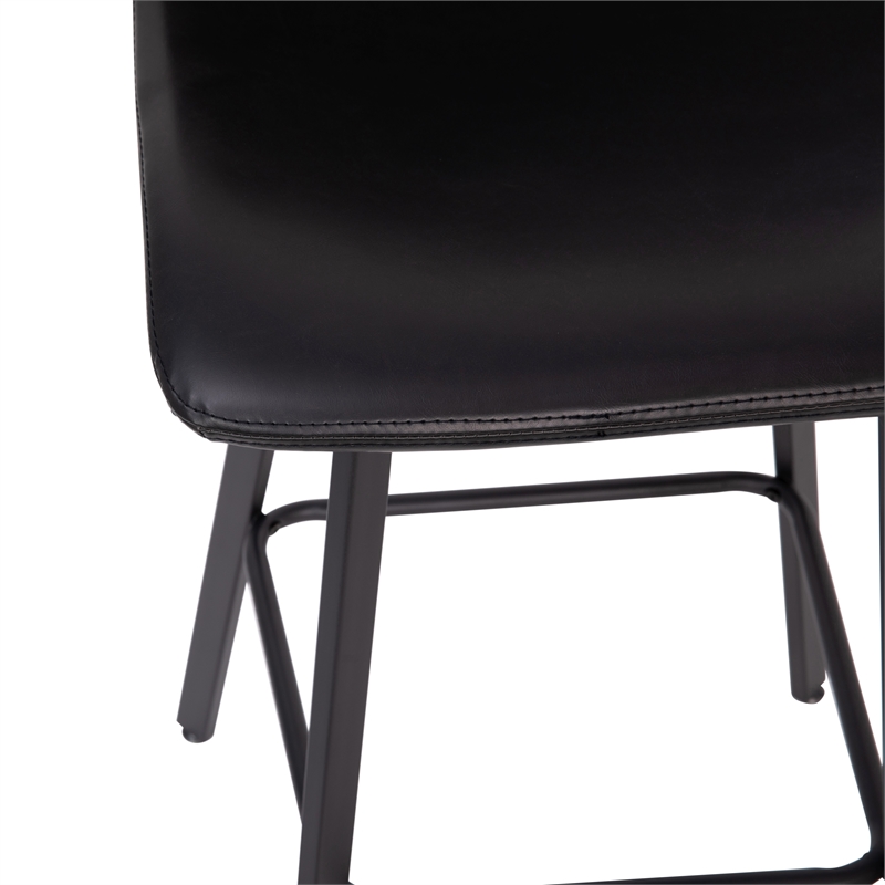 Pemberly Row Set of 2 Indoor Armless Iron Barstools in Black