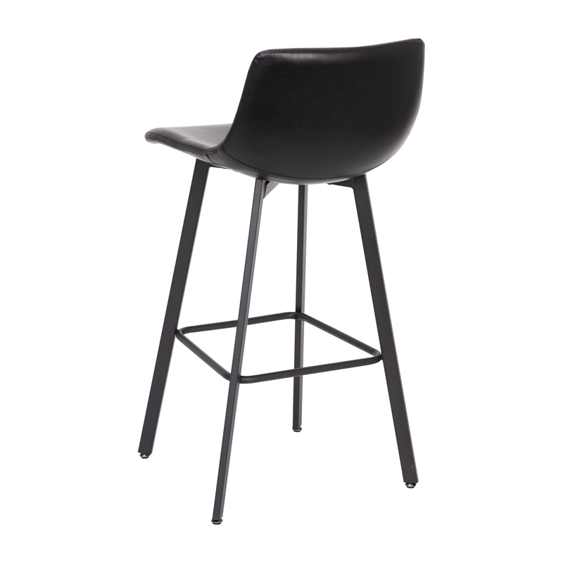 Pemberly Row Set of 2 Indoor Armless Iron Barstools in Black