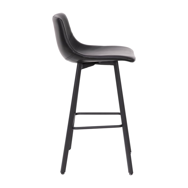 Pemberly Row Set of 2 Indoor Armless Iron Barstools in Black